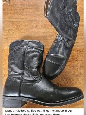 Men's Black Leather Ankle Boots - Classic Western Style